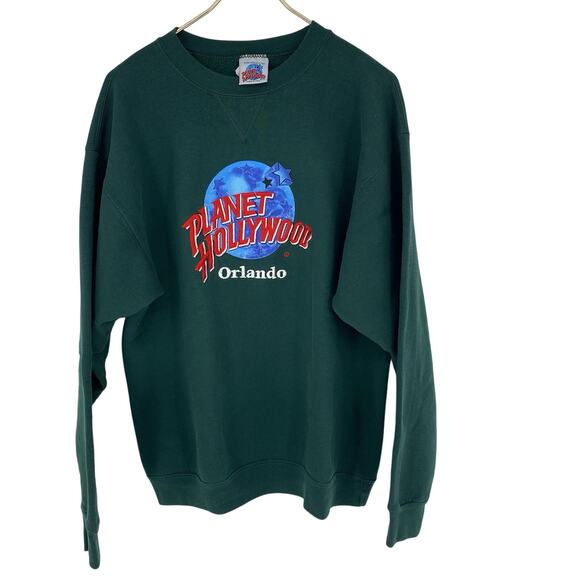 Vintage Tops - Vintage Planet Hollywood Orlando Sweatshirt Green Crewneck Womens XL 90s